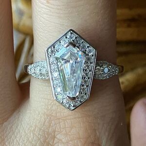 Genuine Moissanite Sterling Silver Ring Size 10